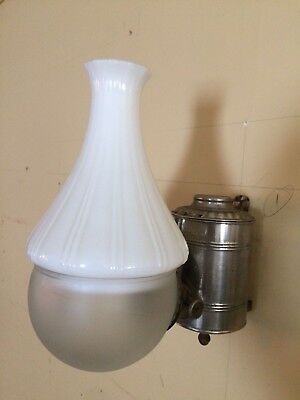 Vintage Angle Lamp with Frosted Globe and Milk Glass Chimney