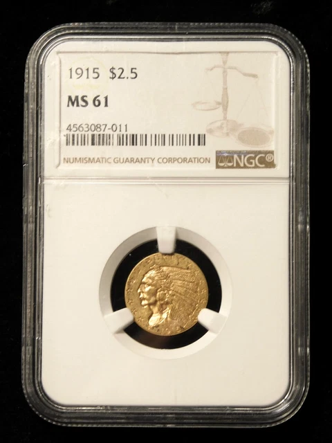 1915 $2.50 Indian Head Gold Quarter Eagle - NGC MS61