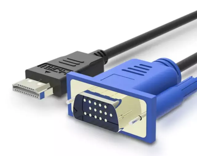 Câble 1,8m Compatible HDMI Mâle Vers VGA Mâle 1080p Convertisseur Vidéo 3