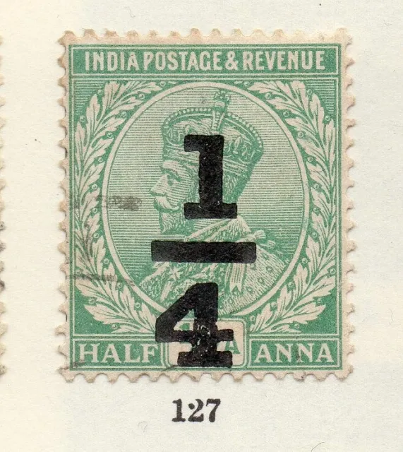 India 1911 Early Issue Fine Used 1/4a. Surcharged NW-256546