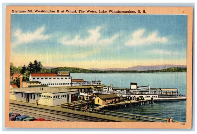 1948 Steamer Mt. Washington II Wharf Lake Winnipesaukee New Hampshire Postcard