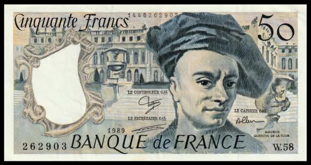 🇫🇷 France, 50 Francs, * Quentin de La Tour *, 1989, XF BANKNOTE