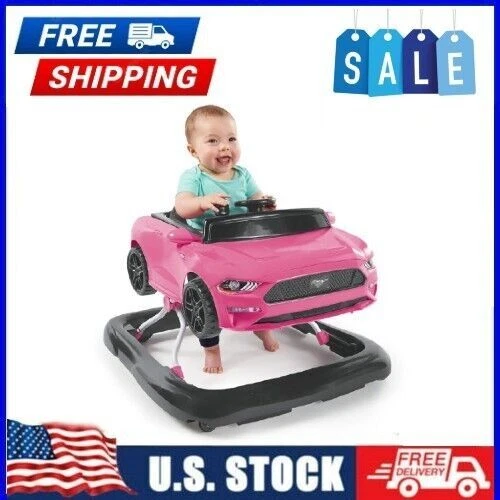 4-in-1 Pink Baby Activity Center & Push Walker with Removable Steering Wheel Toy