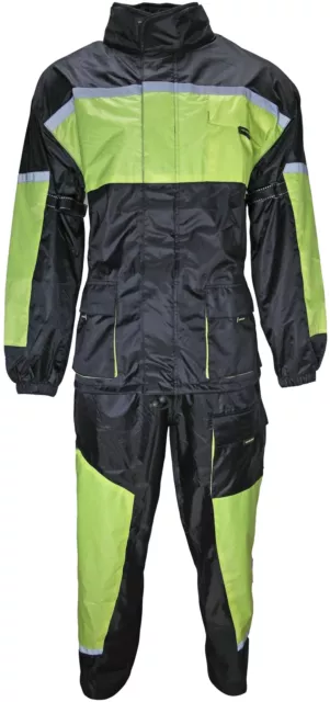 Motorrad Regenkombi Regenhose Regenjacke schwarz neon grün Gr. S - 7XL