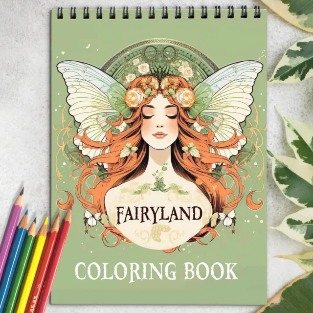 FAIRYLAND COLORING SPIRAL Bound Coloring Book for Adult to Relax