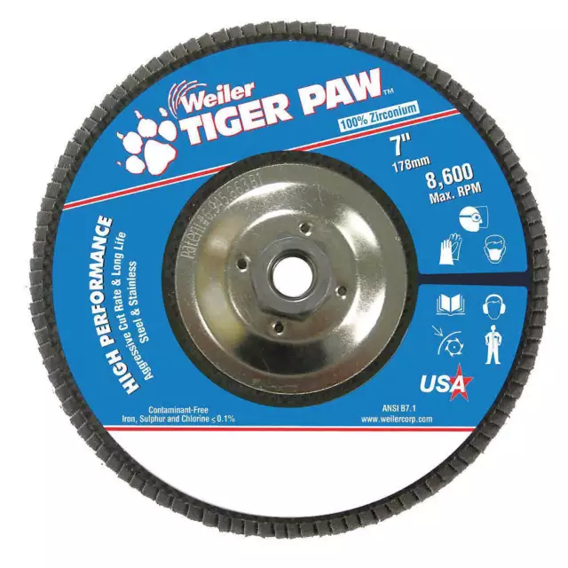 WEILER 98846 Abrasive Flap Disc,Coarse,7in.,Phenolic