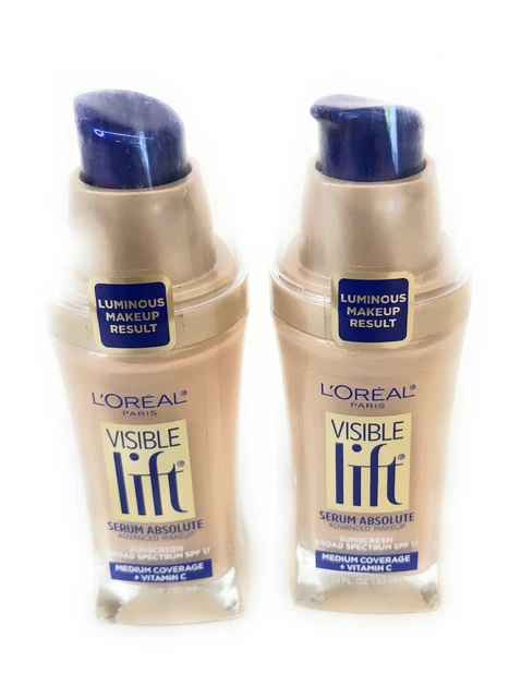 L'Oreal Paris Visible Lift Serum Makeup Foundation, Medium Coverage, Lot of 2