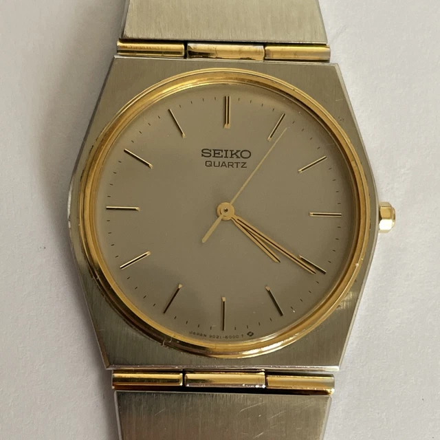 MONTRE SEIKO QUARTZ 90216000 vintage des années 1980 32 mm 2 tons extra plat EUR 90,00