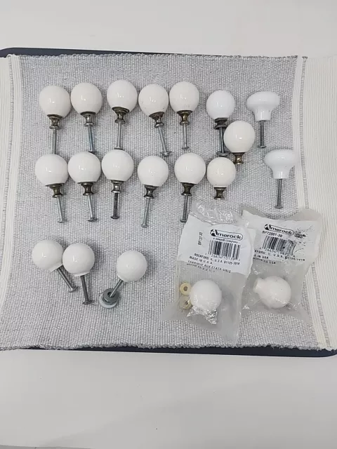 20 New & Vintage White Porcelain Drawer Knobs  Ball Ceramic Pulls