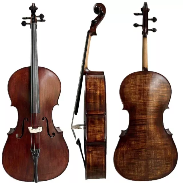 Advanced Full 4/4 Size Cello,Nice Dark brown,Wide Deep Sound,Maple Spruce 15680