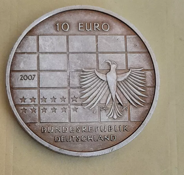 10 Euro Münze - Silber 0.925 - 2007 50 Jahre Deutsche Bundesbank BRD Silbermünze