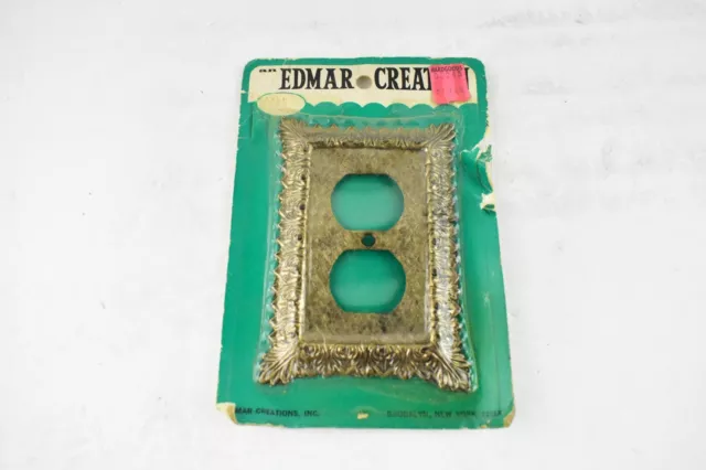 Vintage Edmar Creations 43D Antique Brass Outlet Cover