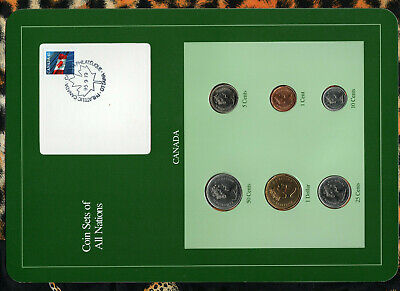 Coin Sets of All Nations Canada $1 1990 50,25,10,5,1 cents 1988 UNC 95.9.19