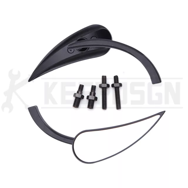 Black Teardrop Rearview Mirrors For Harley Softail Sportster XL Iron 883 1200