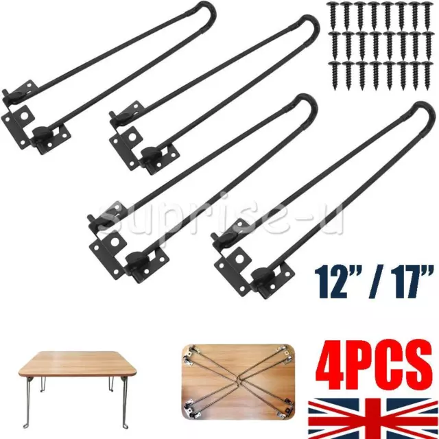 4Pcs 12"/17" folding Hairpin Legs, Folding Table Legs, Metal Table folding DIY