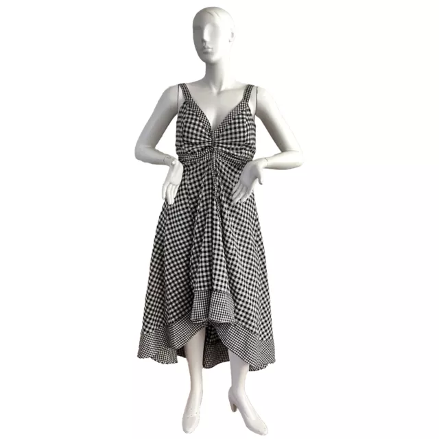 City Chic Dress Women Size 16 Black White Darling Gingham Hi-Low Midi