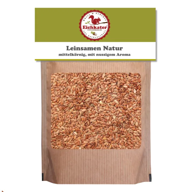 Eichkater Leinsaat Natur, mittelkörnig, naturbelassen, nussiges Aroma - 1000g