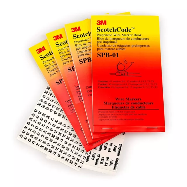 3M ScotchCode Pre-Printed Wire Marker Book Cable SPB-01 60 Markers USA NEW