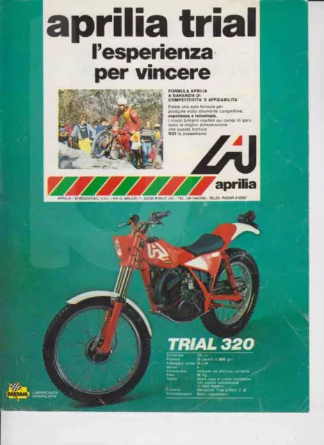 advertising Pubblicità-MOTO APRILIA TRIAL320  1980 -MOTOITALIANE EPOCA -TRIAL