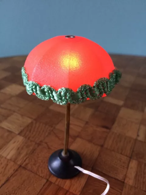 Lampe Stehlampe funktioniert orange Puppenstube Puppenhaus 1:12 dollhouse lamp