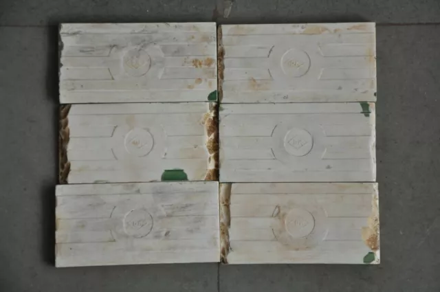 6Pc Vintage Majolica Decorative Flower Art Nouveau Architecture Tiles,Japan 8