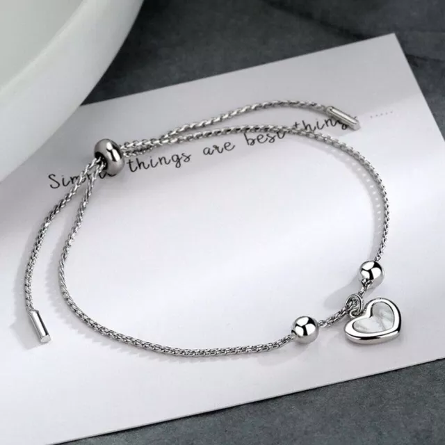 Solid Sterling Silver 925 Binary Charm Bracelet Bangle Women Lady Gift with Box