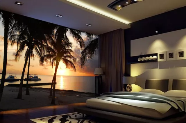 Coconut Palms Tropic  Full Wall Mural Photo Wallpaper Print Kids Home 3D Decal 2