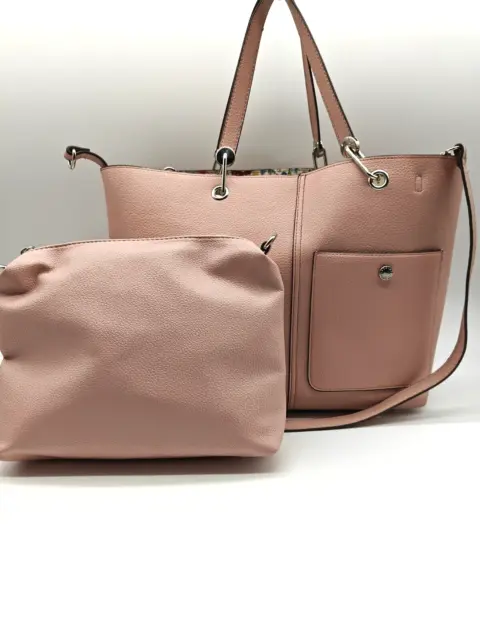 Steve Madden Pebbled Faux Leather Large Tote + Pouch 2 Piece Set - Blush Pink