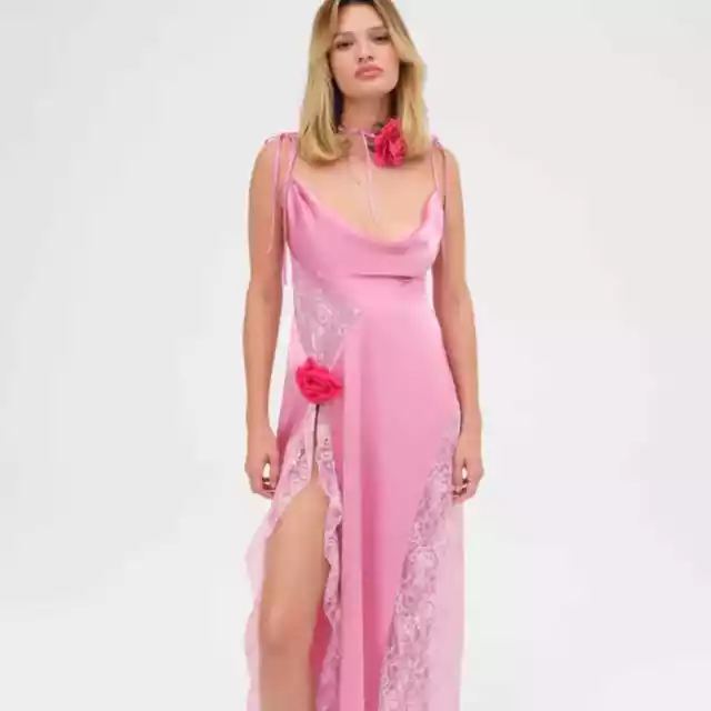 FOR LOVE & LEMONS Keaton Maxi Dress in Pink (S & M) NWT