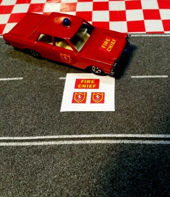 Matchbox Lesney Superfast No59 Ford Galaxie Fire Chief Door Stickersonly, No Car