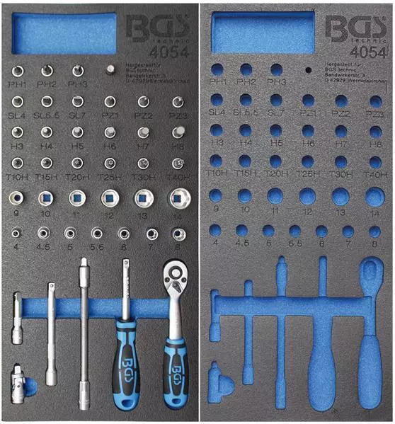 Steckschlüsselsatz 41tlg. Werkstattwagen-Einlage leer/gefüllt Ratsche 1/4 Zoll