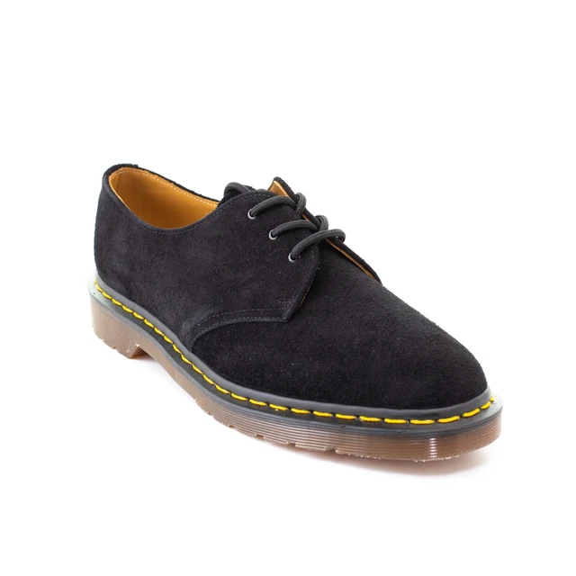 DR MARTENS 1461 Shoes Black Made In England Repello Suede UK 8 9
