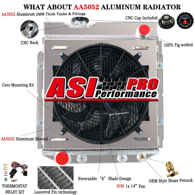 4 Row Radiator Shroud fan for 1964-66  Ford Mustang/ 60-65 Falcon Cougar 5.0 V8
