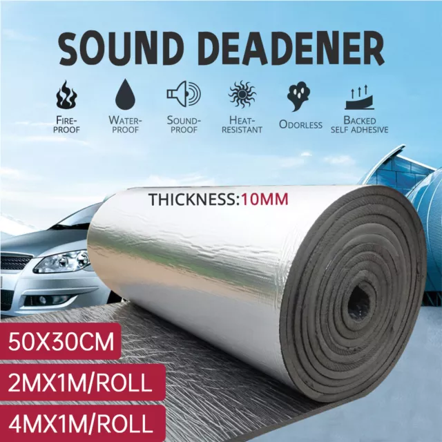 10mm Sound Deadener Insulation Heat Proof Noise Proofing Foam Car Auto Shield AU