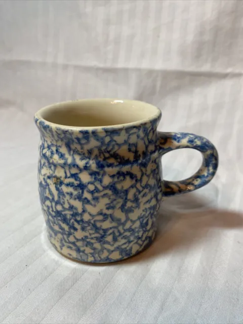 The Workshop Gerald Henn Pottery Roseville Ohio Ceramic Blue Spongeware Cup Mug