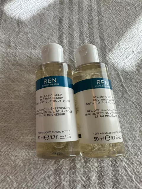 2 REN Clean Skincare Atlantic Kelp and Magnesium Anti-Fatigue Body Wash • 1.7 Oz