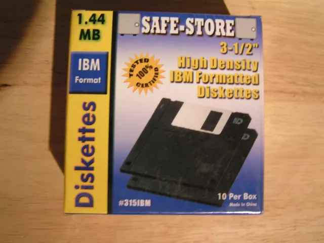 Box of 10 IBM / Win High Density (2HD) 3.5" Floppy Discs Safe-Store New Sealed