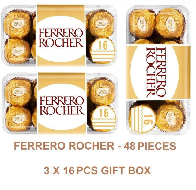 3 X 16 Piece Ferrero Rocher Wrapped Milk Chocolates Gift Boxes (48 Pcs  Total ) £21.95 - PicClick UK