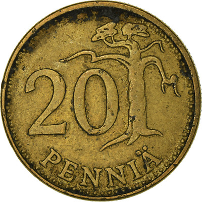 Finnish Coin | Finland 20 Pennia | Pine Tree | 1963 - 1990