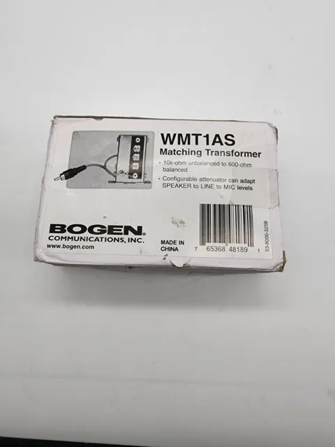 Transformador de coincidencia de línea Bogen con adaptador de señal de nivel de altavoz (WMT1AS)