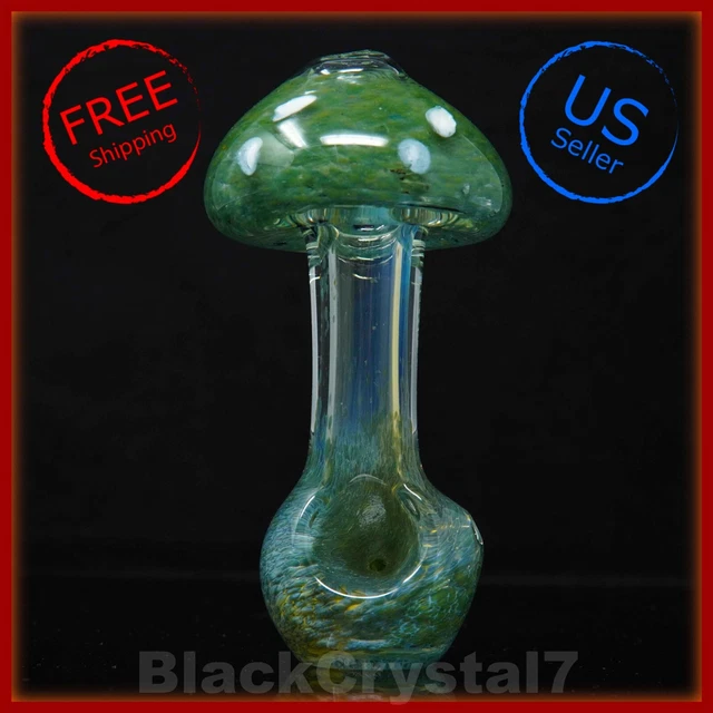 4.25" Handmade Thick Heavy Green Wild Mushroom Tobacco Smoking Bowl Glass Pipes