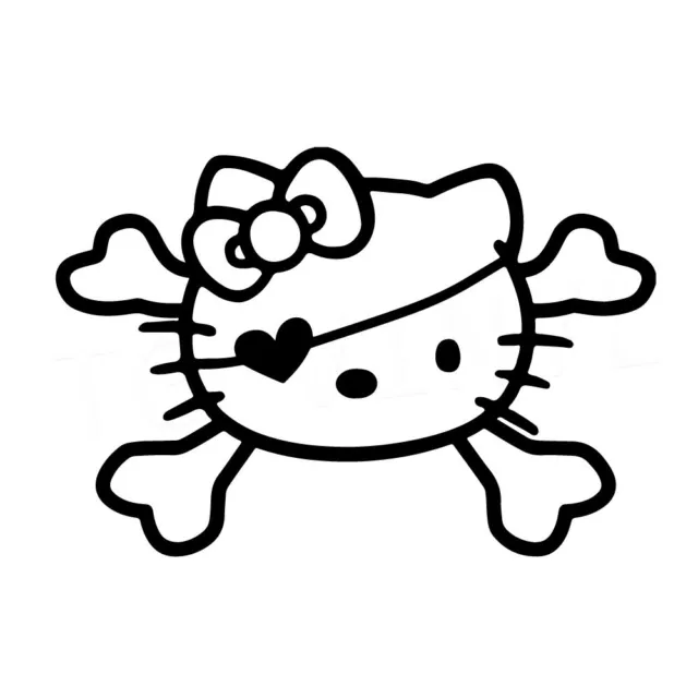 5" HELLO KITTY CROSSBONES Vinyl Decal Sticker Car Window Laptop Pirate Skull