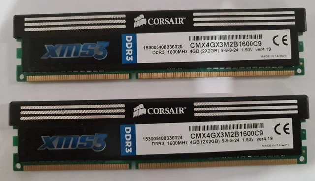 Kit Mémoires 8Go RAM (4x2Go) DDR3 Corsair XMS3 CMX8GX3M4A1333C9 DIMM