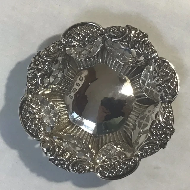 1898 Solid Silver Art Nouveau Round Pierced Bon Bon Bowl 23.06g.