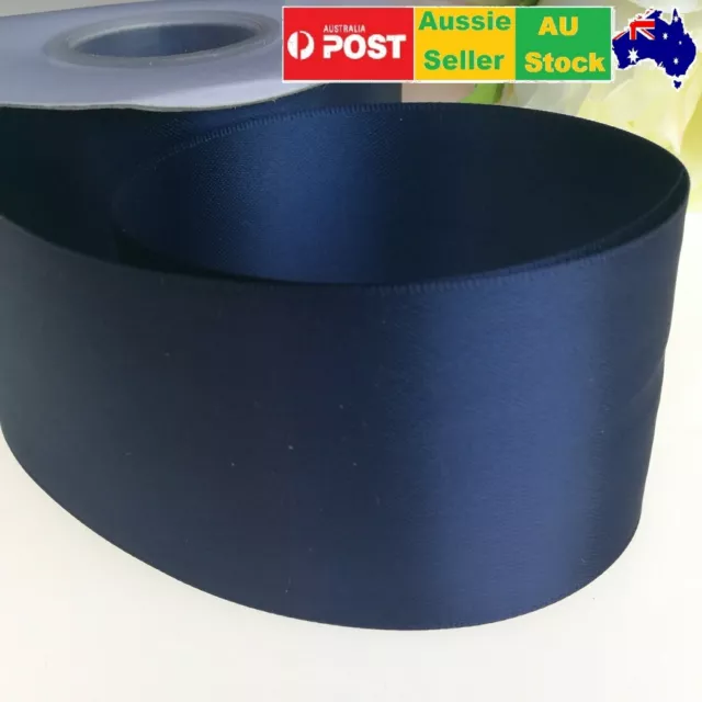 SATIN RIBBON 50mm x6Meters DOUBLE FACED Wedding car Ribbon Free postage Navy