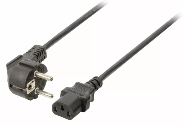 10m Schuko EU Power Cable Angled Schuko Male - IEC-320 C13 Black