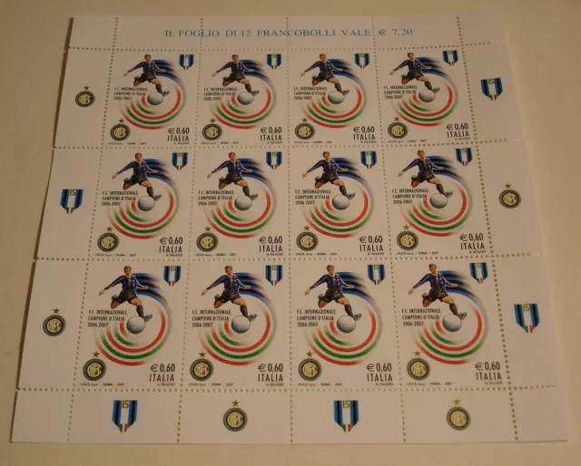 Repubblica ! 2007 Italia € 0,6 Inter Foglio Intero Mnh** ! 3023