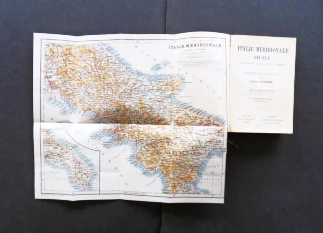 Mappa antica topografica Baedeker - Italia Meridionale Golfo di Taranto - 1912