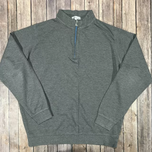 Peter Millar Crown Comfort Interlock Quarter Zip Sweater Large Mens Grey Golf