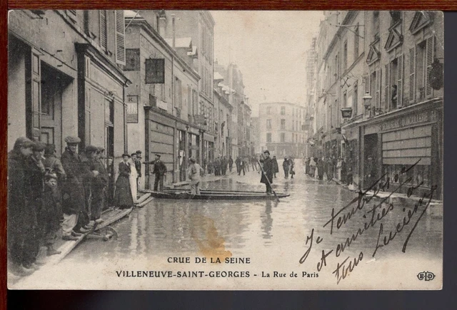 CPA - 94 - VILLENEUVE-SAINT-GEORGES -  Crue de la Seine - La Rue de Paris